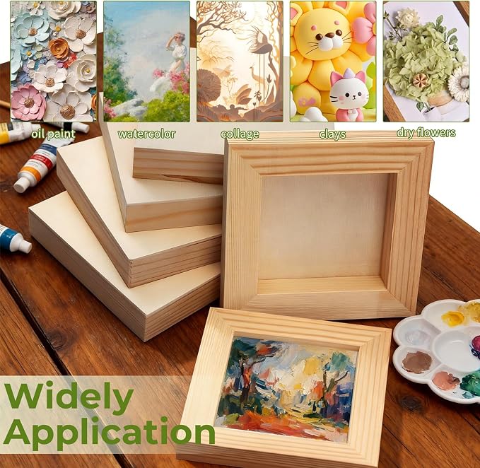 FSWCCK 15 Pack 4 x 4 inch Wood Panel Boards, Unfinished Wood Canvas Panels for Crafts, Painting Canvas, DIY Art Projects, Pouring, Arts Use with Oils, Acrylics