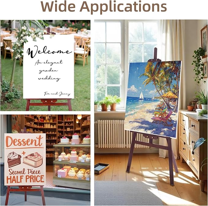 Falling in Art Adjustable Wooden Easel Stand for Painting&Display, Brown | Folding Art Easel for Display, Drawing, Wedding Sign and Poster, Suitable for Kids and Adults, Holds Up to 42"