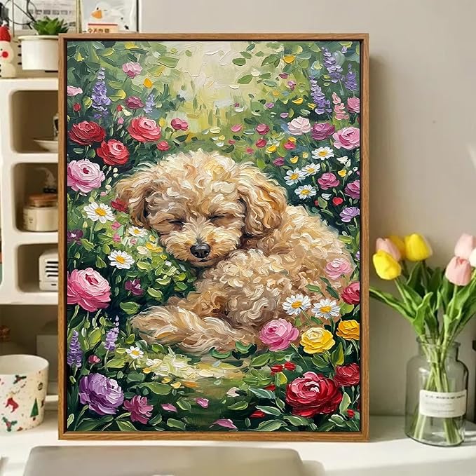 Dog Paint by Numbers Kit for Adults, Adult Paint by Number Kits 16x20 Inch | Paint by Numbers Kit for Adults, Acrylic Painting by Numbers, DIY Arts and Crafts for Gifts or Home Decor