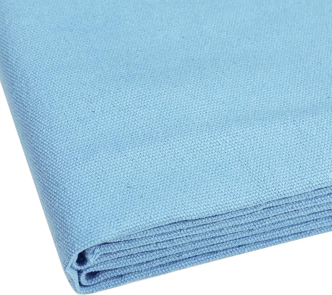 10oz Heavy Duty Cotton Canvas Fabric 60" x 40", Thick Cotton Duck Cloth for Painting, Sewing, Crafts, Tote Bags, Embroidery, Home Decor, Drop Cloth (Light Blue)