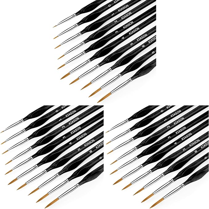 10PC Miniature Paint Brush for Fine Detailing,Small Painting Brushes Set for Art, Crafts, Acrylic, Watercolor, Oil, Model, Face, 40k & Paint by Number, Figurine (Black) (Pack of 3)