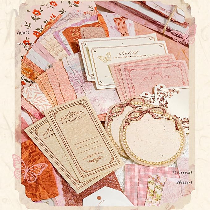 100 Sheets Vintage Scrapbook Papers Journaling Scrapbooking Supplies Kit junk journal supplies Decorative Craft Paper for Planner, Collage Paper Embellishment