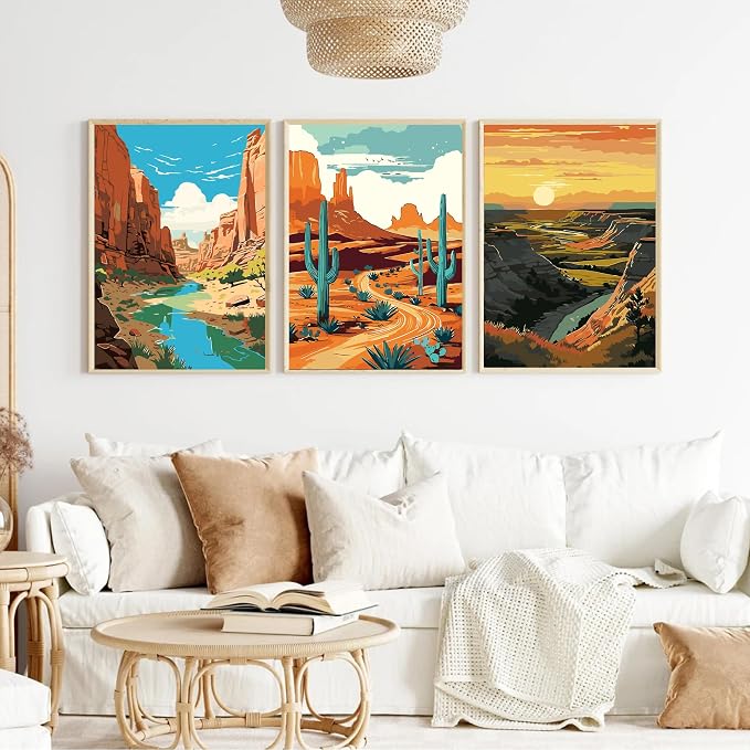 cupmod 6 Packs National Park Paint by Numers Kit for Adults,Landscape Painting by Number Kits on Canvas Without Frame,Landscape Adult Paint by Number Kits for Home Wall Decor 9.8x13.8inch