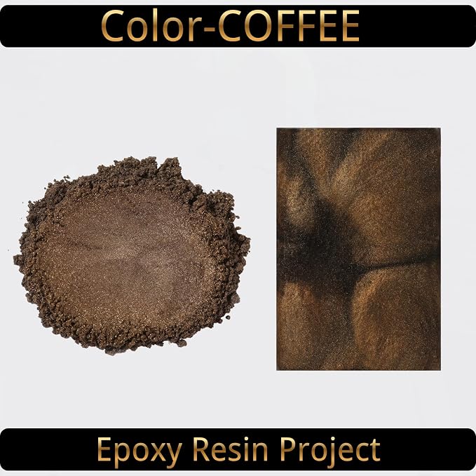 Mica Powder, Coffee, 240g with Scoop, Complies with ASTM D-4236 | For Epoxy Resin, Soap, Bath Bomb, Candle| Safety Material| Odorless| Brilliant Colors