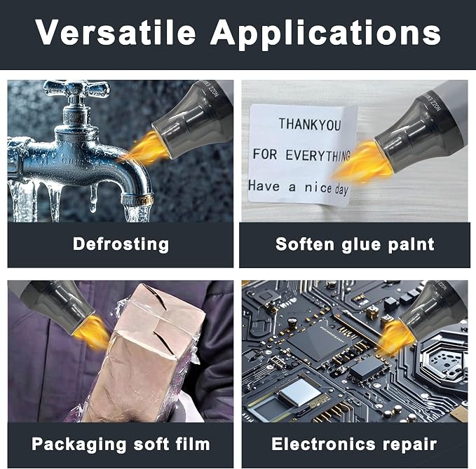 Mini Heat Gun for Crafting, 300W 2-Temp Settings Fast Heat Hot Air Gun Tool for Crafting, Heat Gun for Craft Dryer, 6.56Ft Long Cable Overload Protection for Drying Paint, Shrink Tubing - Grey
