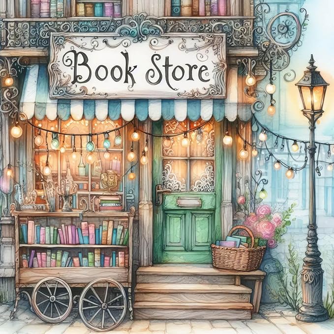 Yanfairy Book Store Diamond Art Painting Kits, Full Drill Diamond Dots Paintings for Adults Beginners, Book Lover Round 5D Paint with Diamonds Pictures Gem Art Painting Kits DIY Crafts Kits 14x14inch