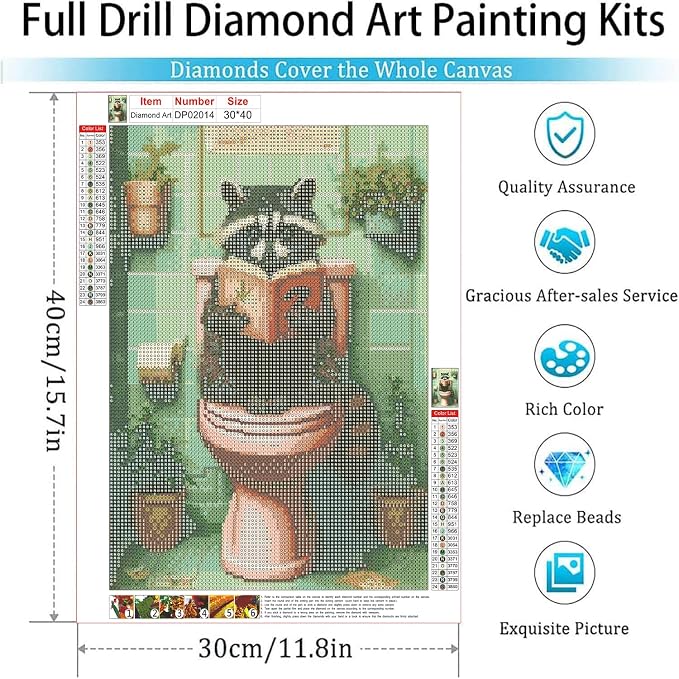 Diamond Art Kits for Adults,Raccoon Diamond Painting Kits 12 x 16in