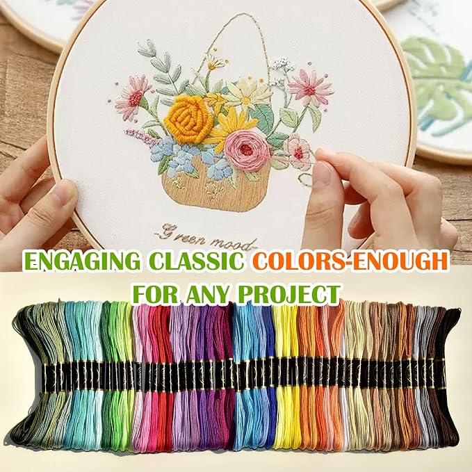 Friendship Bracelet String 50 Skeins Rainbow Color Embroidery Floss Cross Stitch Embroidery Thread Cotton Floss Bracelet Yarn, Craft Floss(Fashionable Color)