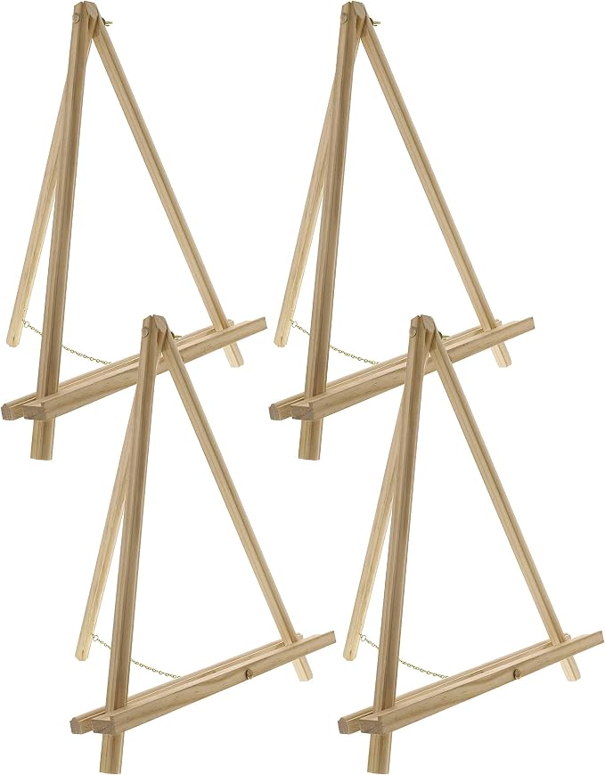 U.S. Art Supply 16" Natural Wood Tabletop Easel (4 Pack) - Adjustable