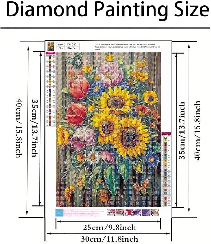 Diamond Art Kits for Adults,Sun Flower Diamond Painting Kit,11.8x15.8 Inch | 5D DIY Full Round Drill Paint by Diamonds, Relaxing Diamond Painting Dot Gem Art Craft,for Home Wall Decor Beginners