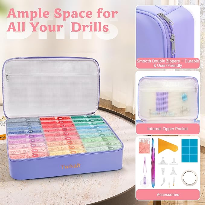 twivah 54PC Diamond Art Storage Containers, Diamond Painting Trays with Lid