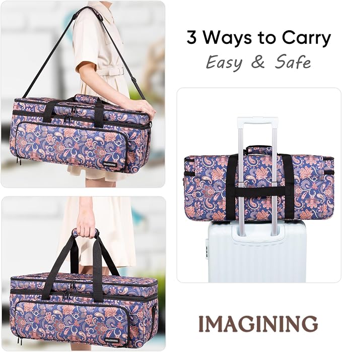 Double Layer Carrying Case with Cutting Mat Pocket & Accessories Storage