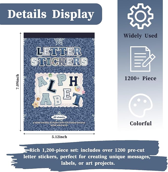 Letter Stickers Book, 40 Sheets for Scrapbooking and Journaling | 3000+ alphabet and number stickers across 40 sheets, mixed styles for scrapbooks, journals, planners and DIY crafts