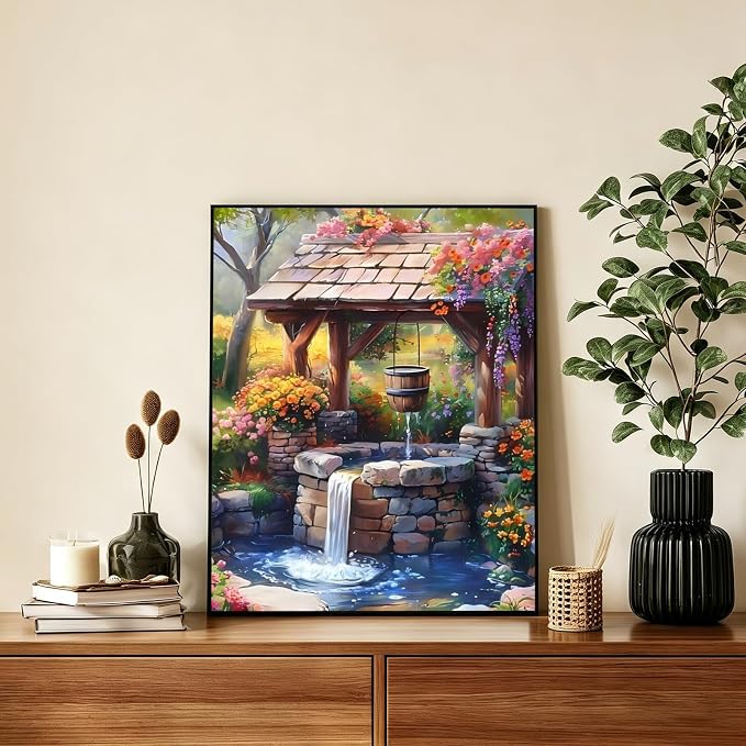 AUKELHJ Paint by Numbers Kit for Adults Beginner, Water Well, 16X20 Inch | Paint by Number for Adults, Beginner Friendly, High-Definition Color Canvas, Stress Relief, Home Decor, Gifts, Unframed