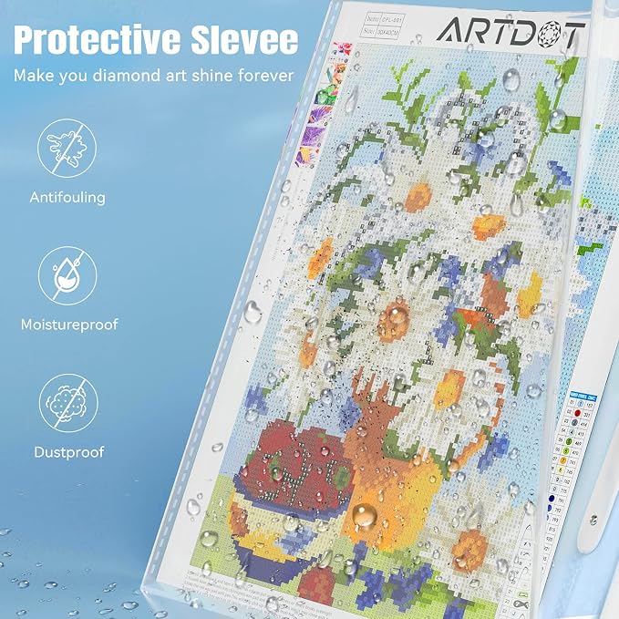 ARTDOT A2 Storage Book for Diamond Art Kits, Diamond Art Portfolio Folder with 30 Pocket Slevees Protectors (39.7 x 56cm)