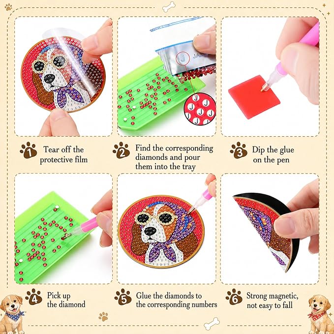 Zonon 12 Pcs Fourth of July Diamond Art Magnets Kits, Patriotic Fridge | USA Flag Dog Truck Star Fireworks Designs, Easy DIY Diamond Stickers for Adults, Refrigerator Home Decor