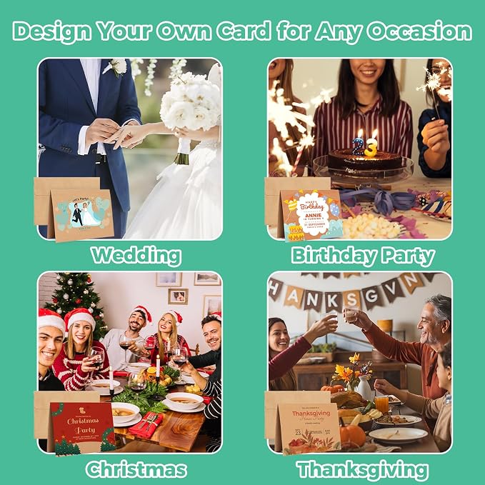 Ohuhu A2 Blank Brown Kraft Cards and Self-Seal Envelopes 100 Pack | 4.25" x 5.5" Folded Cardstock Paper and A2 Envelopes for DIY Greeting Cards Wedding Birthday Invitations and All Occasions