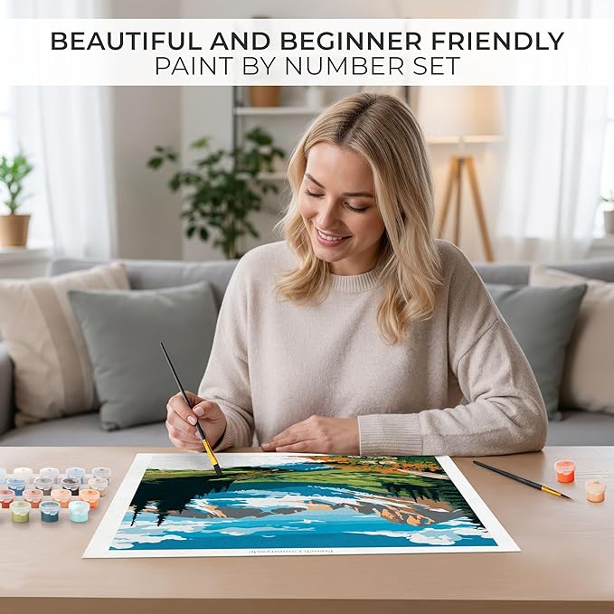 Beautiful Paint By Number Kit for Adults - Painting Set with 2 Canvases | Relaxing & Beginner-friendly with Brushes & Vibrant Acrylic Colors - Perfect Crafts Gift for Women to Create Wall-worthy Art