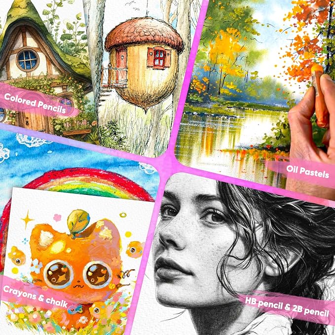 128 Sheets Watercolor Paper Bulk, 5"x7" Cold Press White Water Color Paper | Stocking Stuffers for Kids,140 lb/300 gsm, for Teacher Students,Classroom Must Have,Study Essentials,College School Supplies