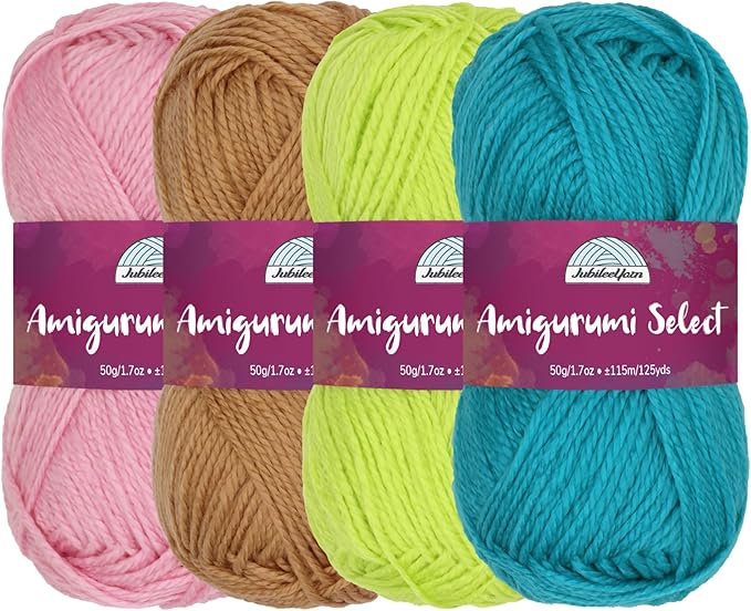 JubileeYarn Amigurumi Select Yarn - DK Acrylic - Shades of Contrast Colors B - 4 Skeins