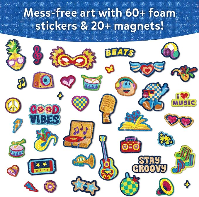 Skillmatics Foil Fun Good Vibes, Foil Art & Craft Activity, Gift for Tweens | 20+ DIY Foil Art Magnets, 60+ Foam Stickers, Party Favor & Activity for Kids, Teens, Adults, Gift for Ages 7–13, Travel Toy