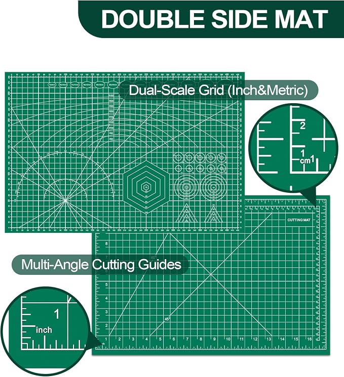 Self Healing Cutting Mat 3 Packs, 12×18 Inch Fabric Cutting Mats for Crafts, Double Sided Sewing Boards for Quilting Hobby Scrapbooking 5 Layers