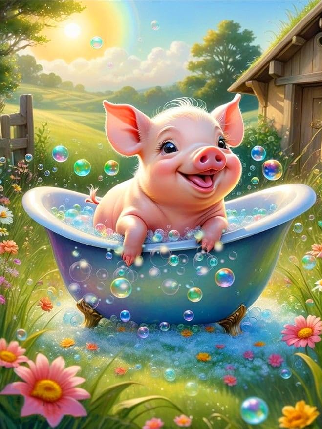 ijbnhd 5D Pig Diamond Art Kits for Adults Diamond Painting 12X16inch