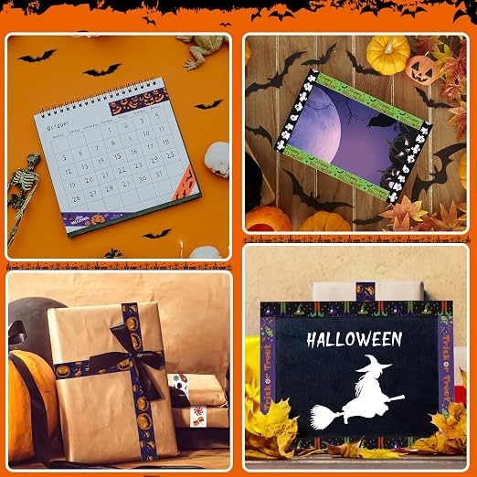 SANNIX 12 Rolls Halloween Washi Tape 15mm Wide Halloween Pumpkin Ghost Bat Masking Tape for DIY Crafts and Scrapbooking