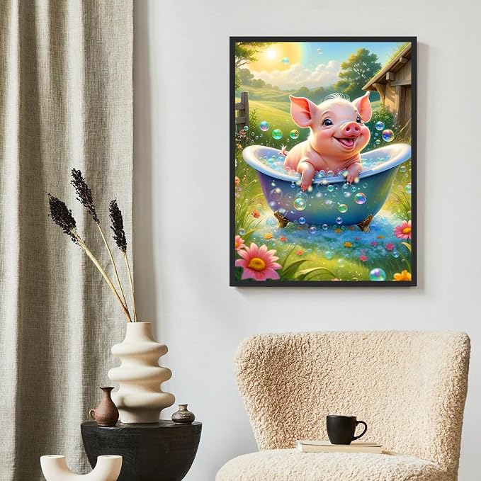 ijbnhd 5D Pig Diamond Art Kits for Adults Diamond Painting 12X16inch