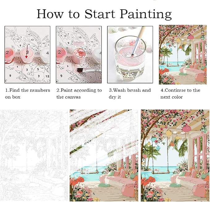 ZRIZQ Landscapes Paint by Numbers Kit for Adults Beginner,Scenery,16x20