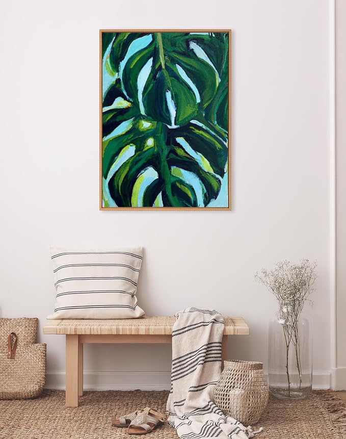 Kate and Laurel Sylvie Blank Framed Canvas Wall Art, 28x38 Natural Beaded, Vintage Modern Empty Canvas for Paint-Your-Own Art, Ready to Paint Premium Canvas Already Framed