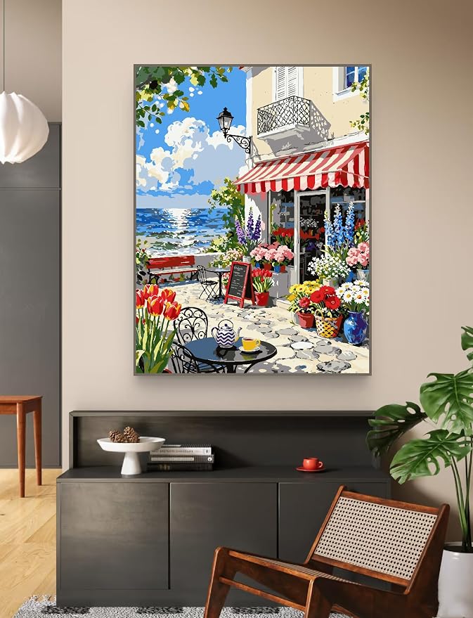ZRIZQ Paint by Numbers Kit for Adults Beginner Landscapes,City Scape,16x20 | Full set with wooden brushes,rolled canvas,rich paints.Calming activity.Beginner friendly.Just open and paint.