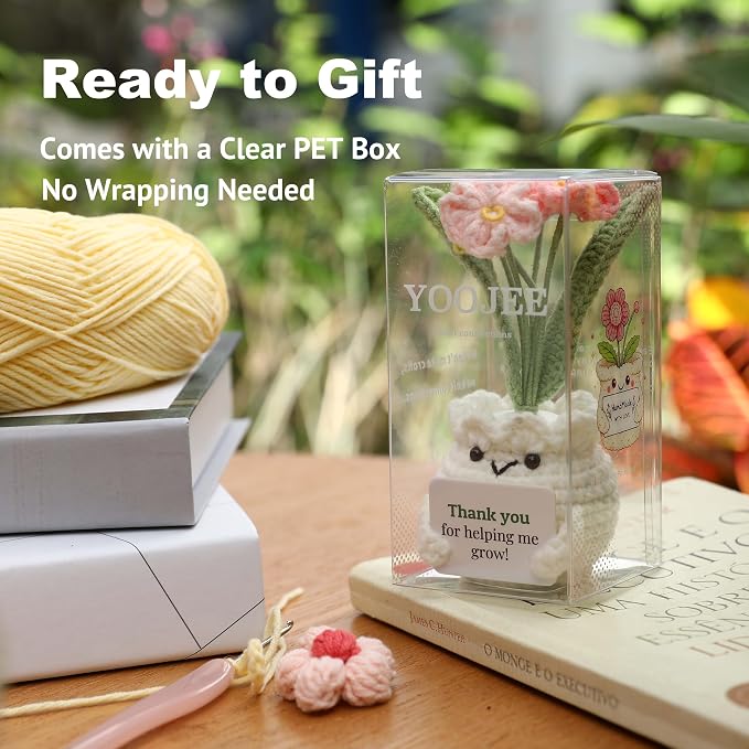 Back to School Teacher Gifts, Helping Me Grow Crochet Flower Pot