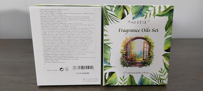 PHATOIL Coconut 20 Pcs Fragrance Oil Set, Premium Fragrance Oil, for Humidifier, DIY Candle & Soap Making Scent, Aromatherapy Diffuser Oils Set (5ML)
