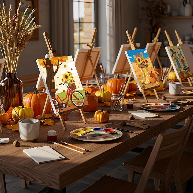 Sherr 24 Pcs Pre Drawn Canvas for Adult, Autumn, 8 x 10 Inch