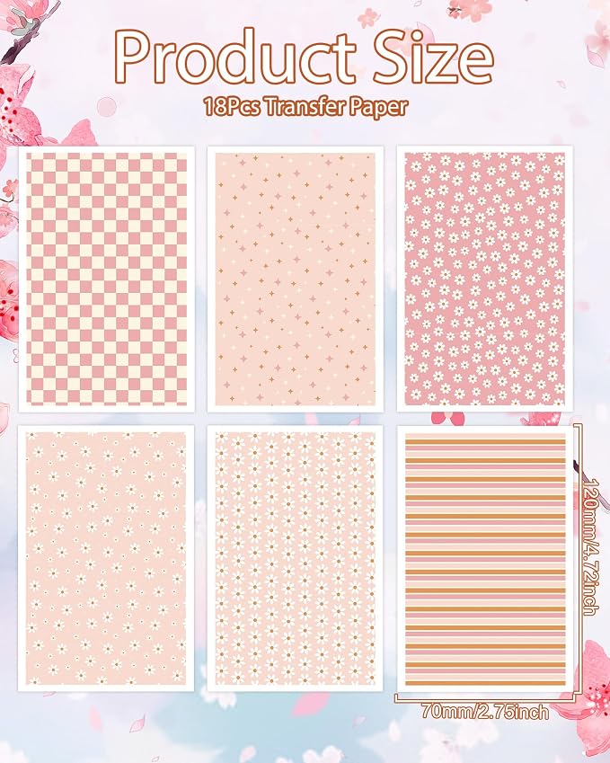 Daisy Polymer Clay Transfer Paper - 18 Pcs Spring Flower Gingham Clay Transfer Sheets for Earrings Jewelry Making