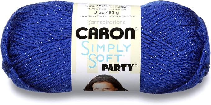Caron Simply Soft Party Yarn, 3 oz, Medium Worsted 4 Gauge, - Royal - For Crochet, Knitting & Crafting