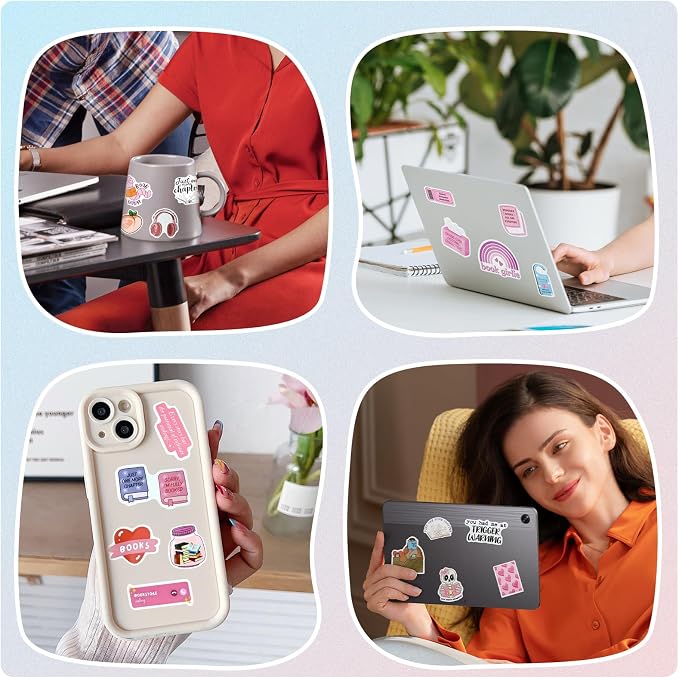 EOAOD 200 Book Stickers for Kindle, Smutty Bookish Stickers for Adults | Waterproof Vinyl for Laptops, Water Bottles, Journals and E-Readers, Made for Romance Fans, Book Lovers and BookTok Gifts