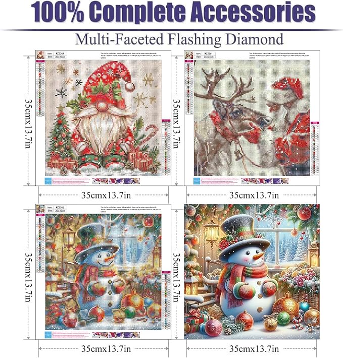 mrpwnle 3 Pack Diamond Art Kits for Adults Christmas Diamond Painting Kit