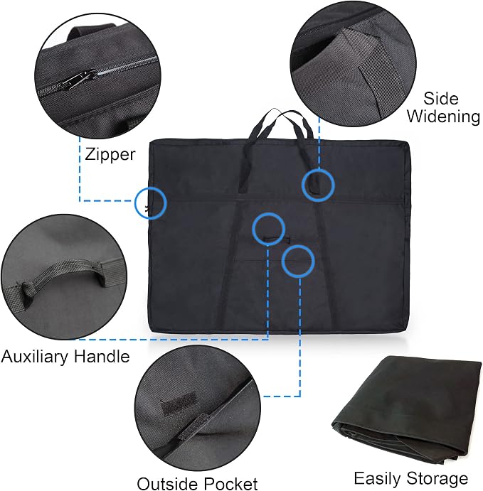 JJRING Dacron Art Portfolio Tote Bag 37'' x 49'' For 36'' x 48'' Black
