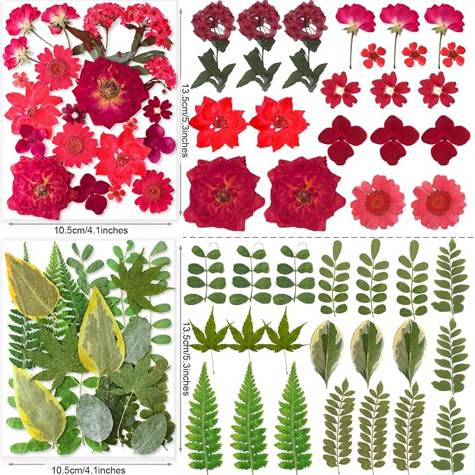 269PCS Dried Pressed Flowers for Resin Craft - YouthBro Real Nature Flowers Set with Butterfly Stickers for DIY Jewelry Nail Scrapbook Art Floral Decors Iridescent