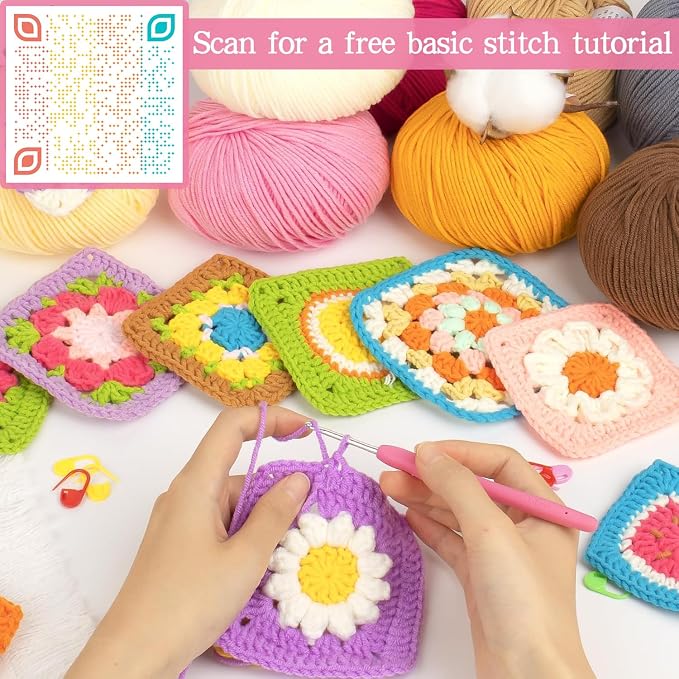 Katech 20 Skeins Cotton Yarn for Crocheting-Crochet Yarn Set-(Color A) | 55% Cotton 45% Acrylic#3 DK (Light)-Super Soft Milk Cotton Yarn-Great Crochet and Knitting Starter Kit for Colorful Craft