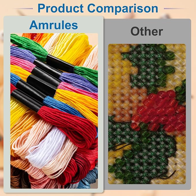 Amrules Friendship Bracelet String, 50 Pcs Embroidery Floss, Colorful | Including 344.5" Cotton Cross Stitch Thread, Hand Embroidery Thread for DIY Sewing and Embroidery Crafts Making with Tools
