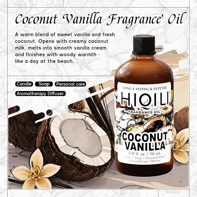 HIQILI Coconut Vanilla Fragrance Oil for Home Diffuser - 5.07 Fl Oz