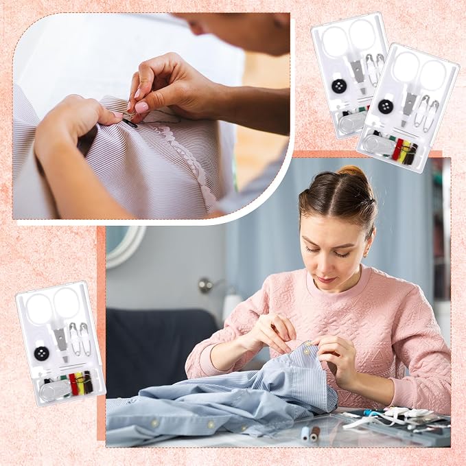 Knitgrip 25 Boxes Mini Travel Sewing Kit Quick Fix Sewing Kits Bulk, White
