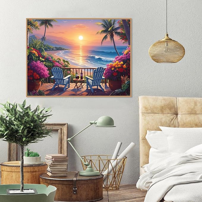 askkqtx Beach Paint by Numbers Kit for Adults Unframed 16x20 Inch