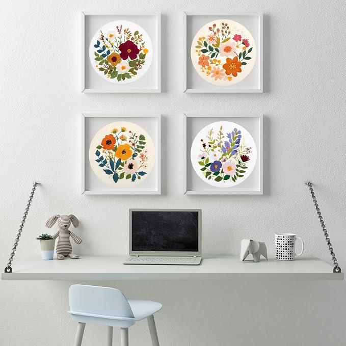 Bonroy Embroidery Kit for Beginners with Instructions,Cross Stitch Kits for Adults with Pattern,Needlepoint Kits for Adult Include Embroidery Cloth Hoops Needles Threads (flowers2)