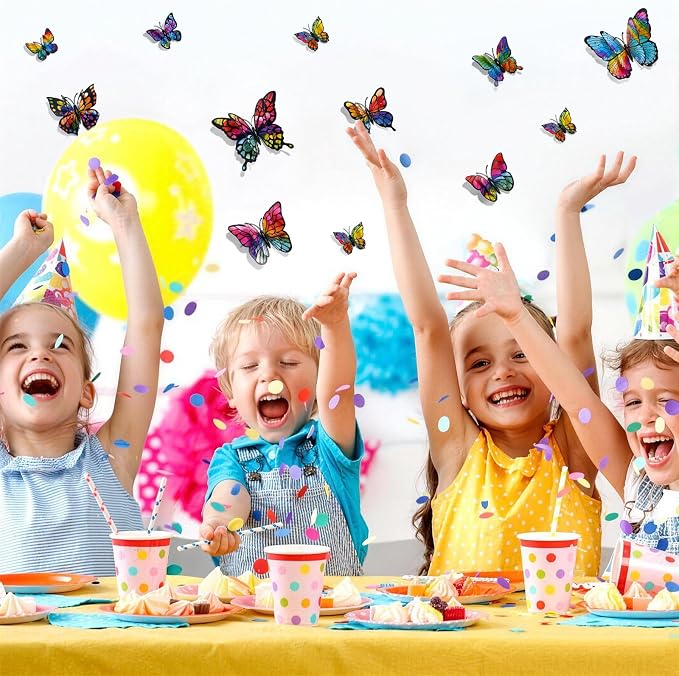 SAOROPEB 3D Butterfly Wall Decor, 24 Pcs Rainbow Butterfly Decorations
