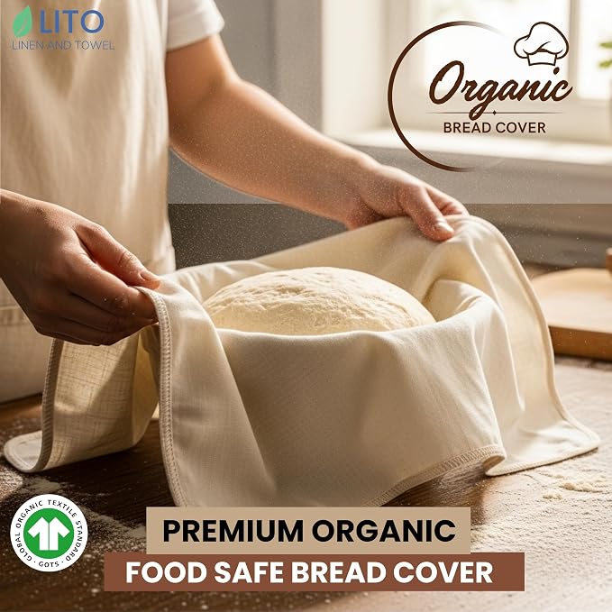 Flour Sack Towels Sourdough Bread Baking Supplies | Bread Dough Proofing Unbleached Bread Proofing Cloth, Organic Cotton Baking Cloth for Baguettes, Ciabatta, Pastry – Reusable, 28"x28", 3-Pack