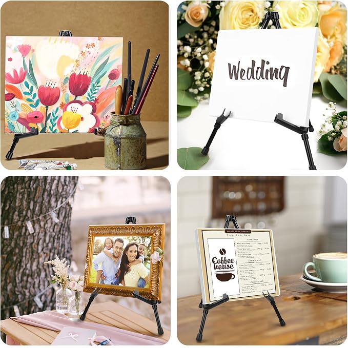 AROIC 3 Pack 14'' Tabletop Easels, Black Steel Table Top Easels for Display | Adjustable Portable Table Top Easel for Paintings, Signs, Posters,Frame Pictures(with 3 Bags)
